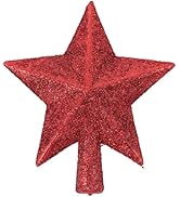 4.5 inch Treasures Red Glittered Mini Star Christmas Tree Topper