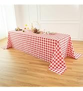 Essifunia Classic Gingham Buffalo Tablecloth Fabric - Oblong 90x132 Inch Water Proof Checkered Ta...