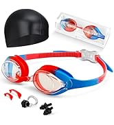 Hurdilen Kids Swim Goggles, Anti-fog and UV Protection with Swim Cap for Age 3-15 Youth Boys Girl...
