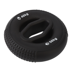 Black circular cushioned ring shown from multiple angles, appears to be a protective or supportive device with textured exterior surface.