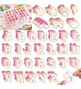 NICEVINYL Self Adhesive Chenille Patches:132PCS Pink Pre-Sort Varsity Letter Patch for DIY Initia...
