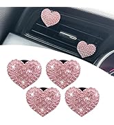 Eratus 4 PCS Car Air Conditioning Vent Clip, Heart-Shaped Rhinestones Sparkling Decorations, Non-...