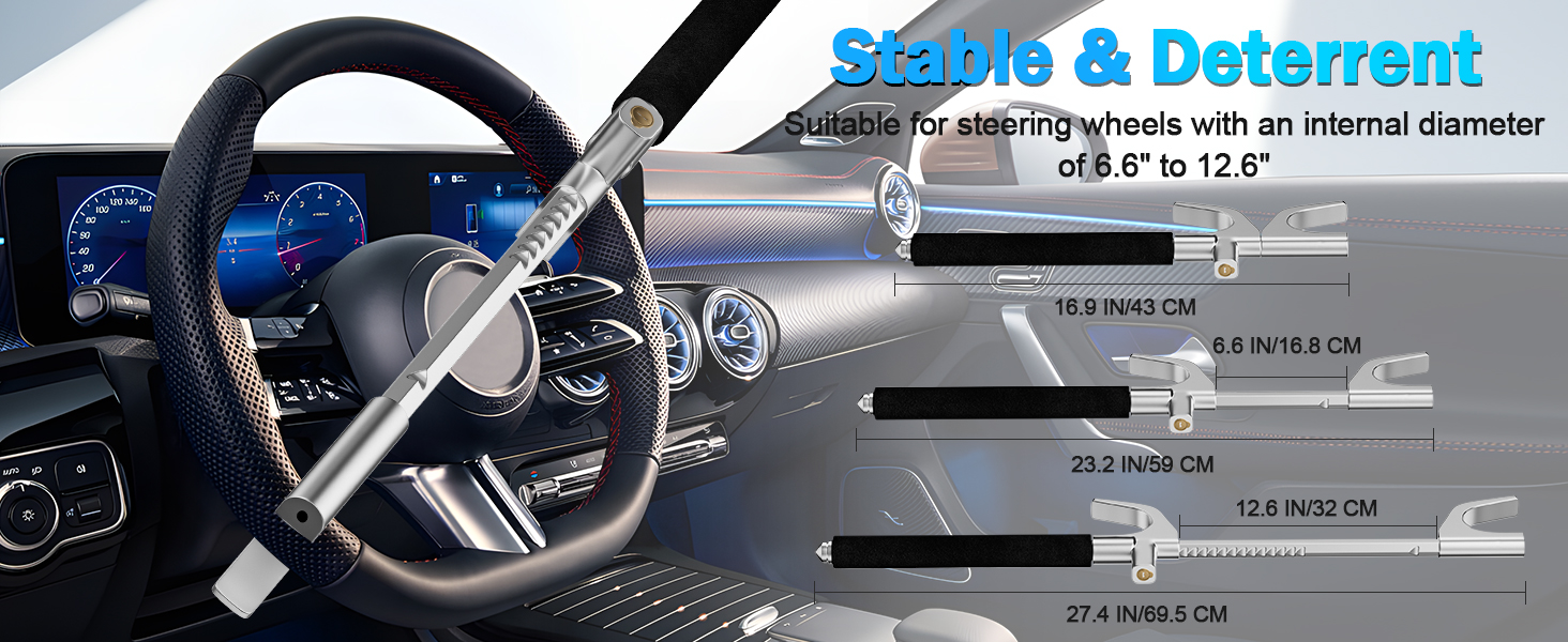 Heavy-Duty Twin Hooks Car Lock Steering Wheel