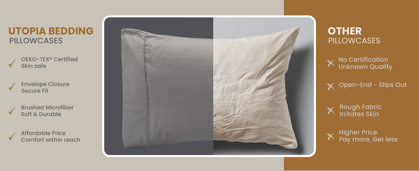 pillowcases, grey pillow cases, grey pillow cases set of 2, king pillow cases set of 2, pillow cases