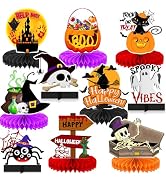 Adeyoo 10Pcs Halloween Party Decorations, Halloween Table Decorations | Spooky Honeycomb Centerpi...