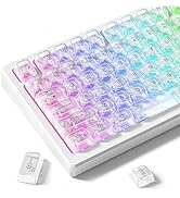 dagaladoo White Clear keycaps,Transparent keycaps 60 75 100 Percent,Ceramic Jelly Key caps Set,Sh...