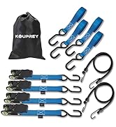 Ratchet Straps 4-Pack Heavy Duty 1" x 15ft - 1200LBS Break Strength, 2 Bungee Cords Inclued, Secu...