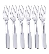 FULLYWARE Dinner Fork, Stainless Steel 7.6” Heavy Duty Fork Silverware, Metal Fork Cutlery Set, 6...