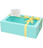 PSHVYM Large Gift Box with Window, 13.5x9x4.3 In Turquoise Gift Box for Presents Magnetic Lids Co...