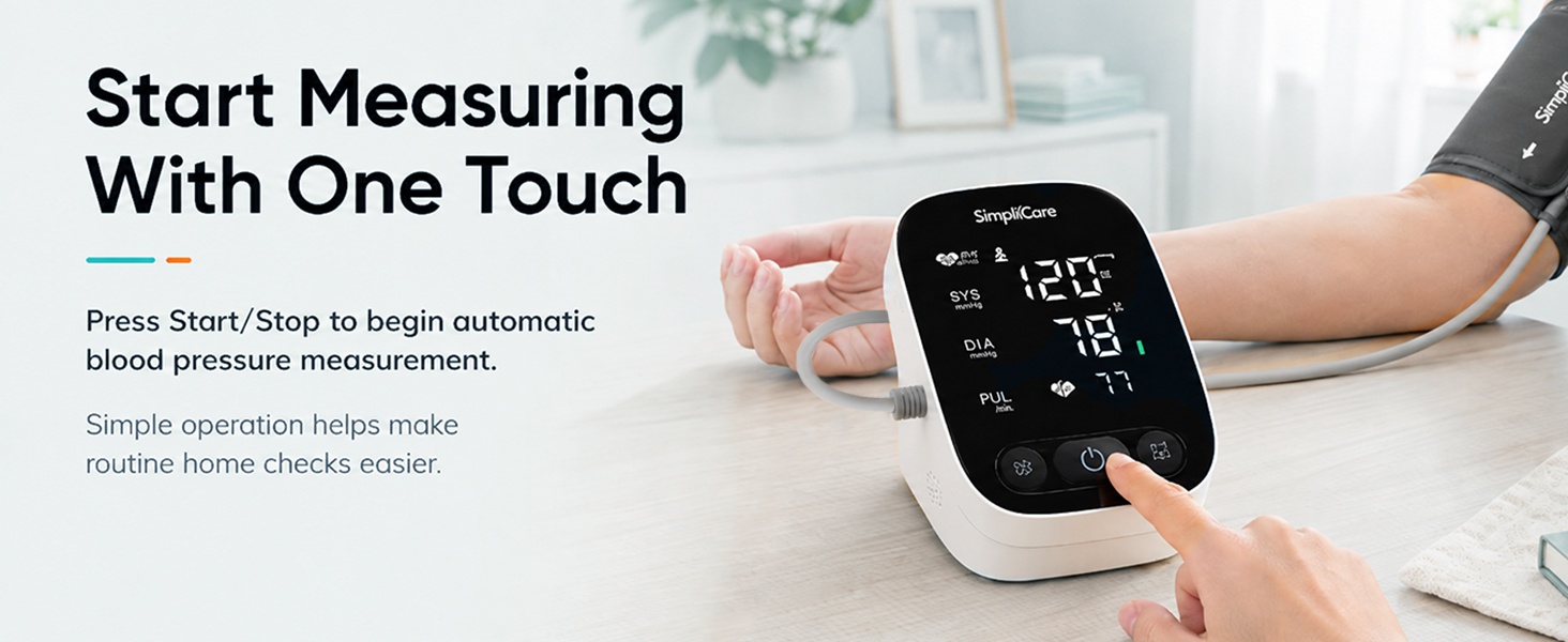 SimpliCare AES-U382 upper arm blood pressure monitor with XL cuff for home use