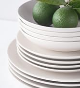 Porto by Stone Lain Semplice 12-Piece Dinnerware Set Stoneware, White Matte, Crafted in Portugal