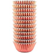 Eoonfirst Mini Foil Cupcake Liners Valentine's Day Muffin Paper Baking Cups 300 Pcs (Rose Gold)