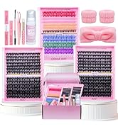 Lash Clusters Kit DIY Lash Extension Kit 3D Effect Cluster Lashes 840Pcs Cluster Eyelash Extensio...