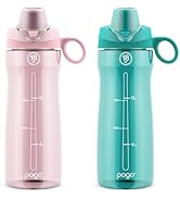 Pogo 18oz Plastic Water Bottle with Chug Lid and Carry Handle, BPA Free, Dishwasher Safe,Perfect ...