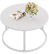 SAYGOER Small Round Coffee Table, White Coffee Tables for Living Room, Modern Center Table for Sm...