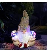 shumi Garden Gnomes Outdoor Figurine Decor Solar Light,Solar Garden Decorations Gnome Figurine fo...