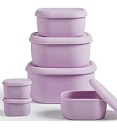 ISSEVE 6Pcs/Set Nesting Silicone Food Storage Containers with Lids, BPA Free Reusable Meal Prep S...