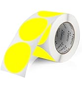 Perco Fluorescent Yellow 3-Inch Round Sticker Labels with Easy Peel Perforation - 500 Labels per ...