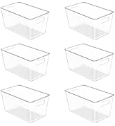 Vtopmart Clear Plastic Storage Bins, 6 PCS Pantry Organizer Bins with Handle for Refrigerator, Fr...