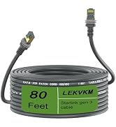 LEKVKM Starlink Gen 3 Cable 80 ft, Waterproof Replacement Cable for Starlink Rectangular Satellit...