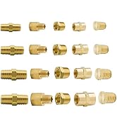 MeiChi 64pcs Brass Pipe Fitting Assortment Kits Hex Head Plug + Reducing NPT Adapter + Reducer Bu...