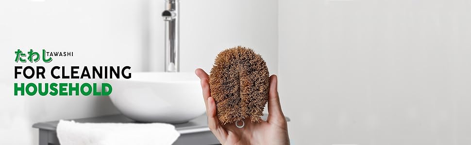 tawashi coir brush for bathroom clean brush sink glass wear ceramic wear cleaning