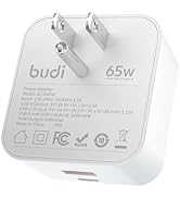 BUDI Flat USB C Wall Charger, 65W 2-Port Slim USB Wall Charger, Fast Charging Block with 45W Type...