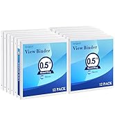 1/2 Inch 3-Ring Binder, 0.5-inch Round Ring Binder with 2 Inside Pockets, 12 Pack White Binder, C...