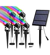 T-SUN Solar Spot Lights Outdoor,5-in-1 Solar Color Changing Waterproof Spotlights RGB Solar Power...