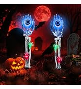Halloween Decorations Outdoor, 2 Pack Halloween Skeleton Hands Decorations | with Eyeball & Spide...