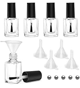 AHIER Empty Nail Polish Clear Bottles with Brush Cap Funnel and Mixing Ball (15ml 5p)