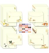37 Pcs Stationery Paper Envelopes Set Includes 24 Lined Writing Paper & 12 Envelopes with 48 Colo...