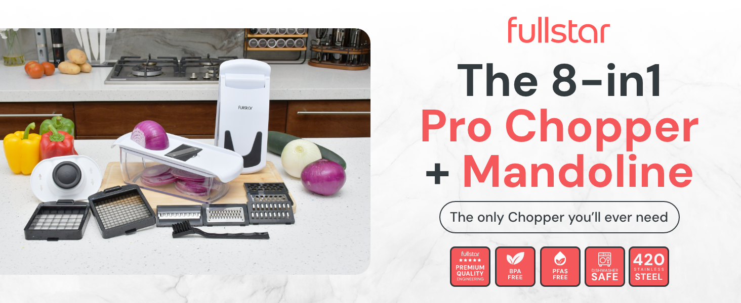 fullstar vegetable chopper shown with premium materials and safety features