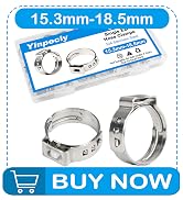 Yinpecly 40Pcs 15.3mm-18.5mm (1/2") Single Ear Hose Clamps PEX Crimp Rings | 304 Stainless Steel ...