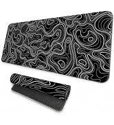 Topographic Gaming Mouse Pad 35.4x15.7 Inch, 0.12 Thickness, Extended Full Desk Mat, Non-Slip Rub...