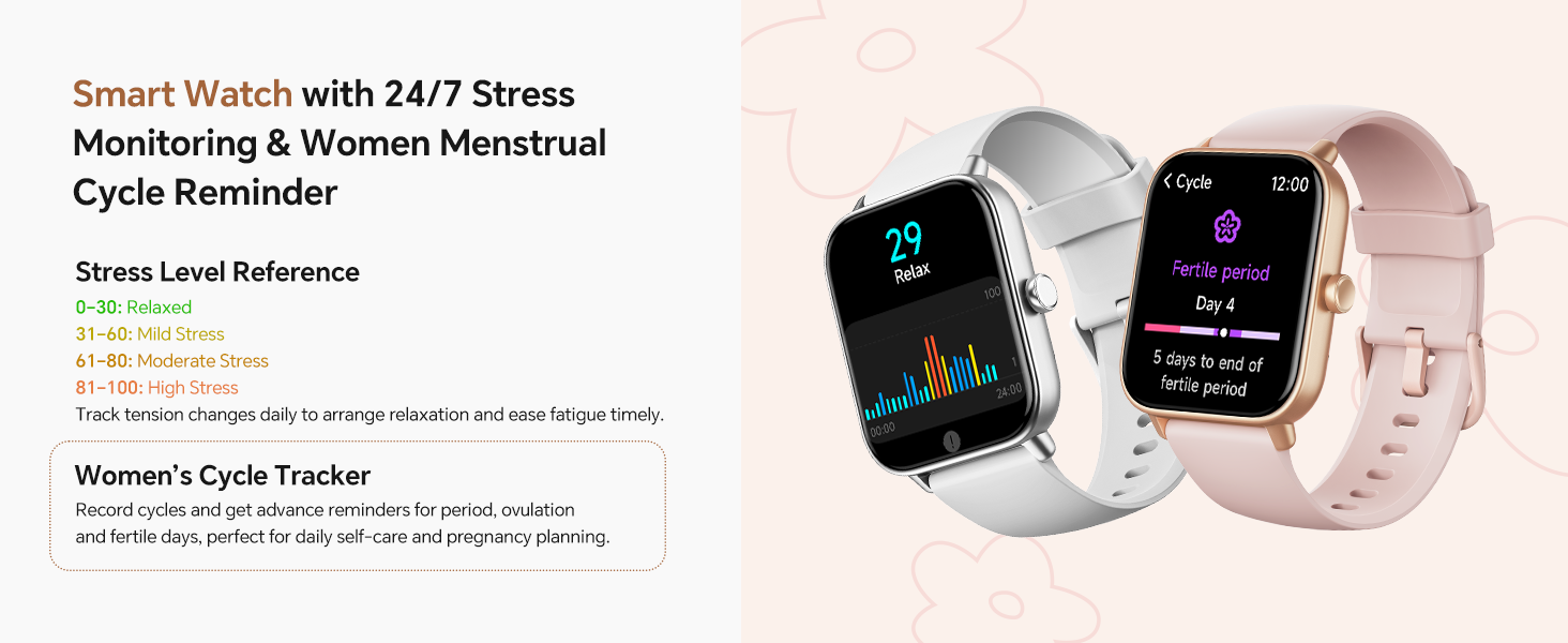 Women Menstrual Cycle Reminder Smart Watches for Women