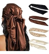 HBselect 4PCS Head Scarf for Women 35” Head Scarves Silk Like Satin Neck Scarfs Square Bandana Ha...