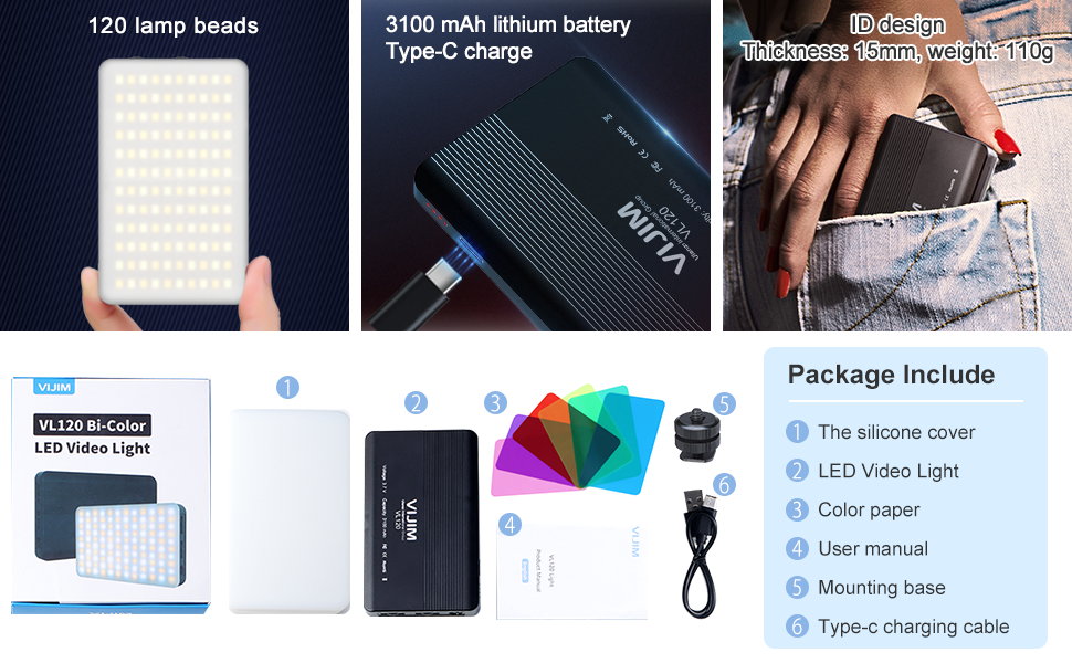 49 camera led video light with 2000mAh battery