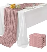 6 Pack Dusty Pink Cheesecloth Table Runner 35"×120" Gauze Fabric Table Runner Rustic Sheer Runner...