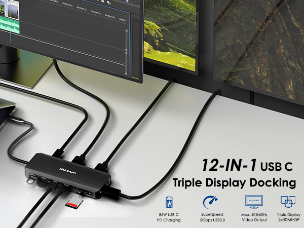 USB c triple display docking station