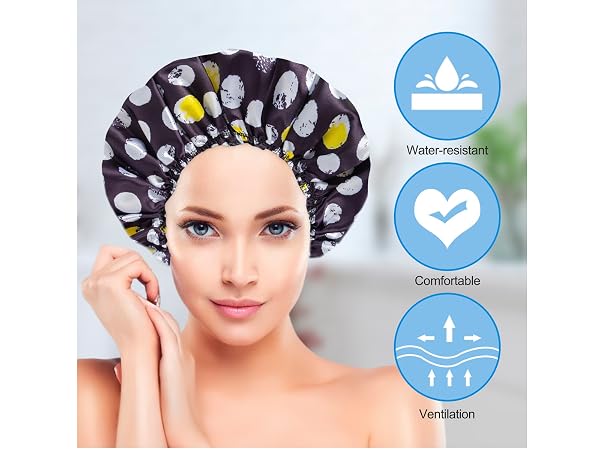 4 PCS Shower Caps+ 2 PCS Hair Scrunchies