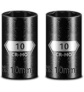 Upenjok 2-Pack 1/4" Drive 10mm Shallow Impact Socket, 6-Point CR-MO Steel with Black Phosphate Fi...