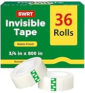 SWRT Invisible Tape Refills, 36 Rolls, 3/4 in x 800 in, Matte Finish | Invisible on Paper; Matte ...