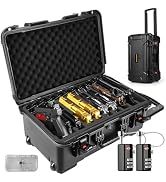 Wheeled Pistol Gun Case for 10 Handguns - Holds 10 Pistols & 12 Magazines, Pre-Cut Pistols Hard S...