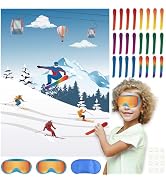 PLULON Snow Ski Party Game for Kids Pin The Snowboard on The Feet Winter Snow Game Skiing Poster ...