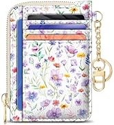 GIANCOMICS Slim Wallet Credit Card Holder Women, Purple Flower Rfid Blocking Small Card Case, Key...