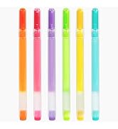 Smilo 3D Acrylic Gel Pens, 6 Color Opaque Paint Pens for Black Paper Rock Fabric Glass, No-Smear ...