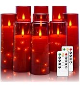 Nimiko Flickering Flameless LED Candles,Battery Operated Candles 9 Pcs with Embedded Star String,...