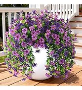 ZFProcess Artificial Hanging Flowers for Outdoors, 2 Pcs Fake Hanging Plant Spring Summer Decorat...