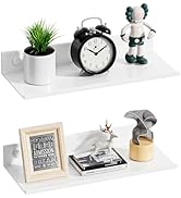 Wisfame White Floating Shelves for Wall, Metal 11.8Inch Wall Shelves for Bedroom Set of 2, Modern...